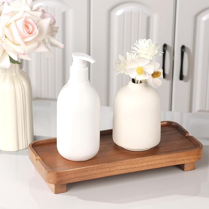 Wood Riser Small Decorative Tray Sink Soap Dish, Vanity Tray Pedestal Stand 10 - Image 9