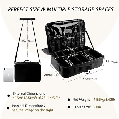 gzcz Large Capacity Travel Makeup Train Case, Professional Cosmetic Bags - Image 2