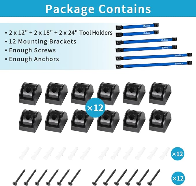 12" 18" 24" Magnetic Tool Holder Strip, Metal Tool Organizer Rack - Image 7