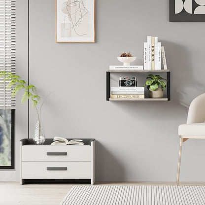 Floating Nightstand Wall Shelf, Wood Bedside Shelf Wall Mounted Nightstand Set - Image 8