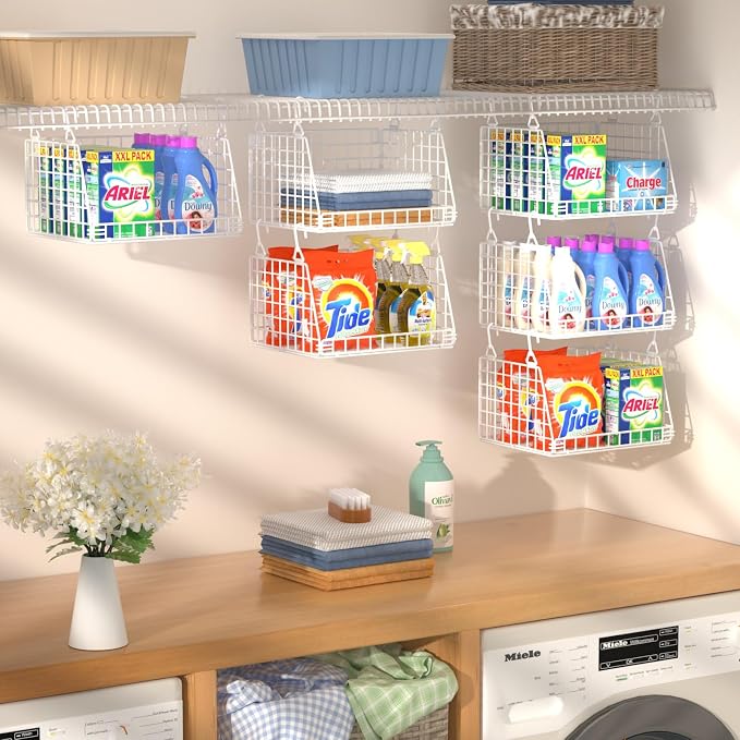 PUPPYCUTE 3-Pack Laundry Room Organization and Storage, Hanging Wire Basket - Image 4