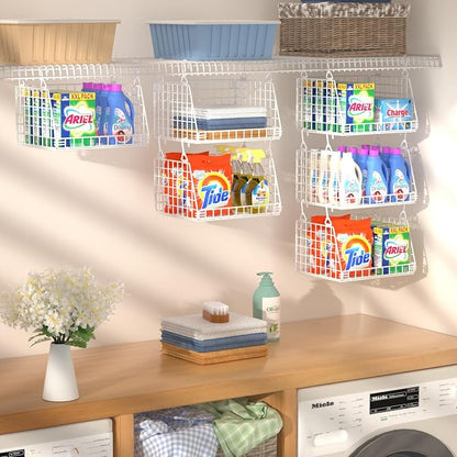 PUPPYCUTE 3-Pack Laundry Room Organization and Storage, Hanging Wire Basket - Image 4