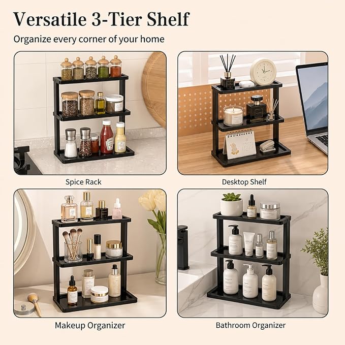 PEKER Bamboo Bathroom Organizer Countertop – Vanity Storage Shelf - Image 7