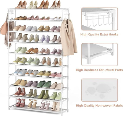 LANTEFUL 10 Tiers Shoe Rack 50 Pairs Large Capacity Tall Shoe Organizer Sturdy - Image 4