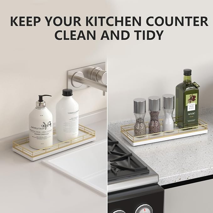 Bathroom Tray for Counter Top Organizer – Oak Wood Vanity Tray - Image 4