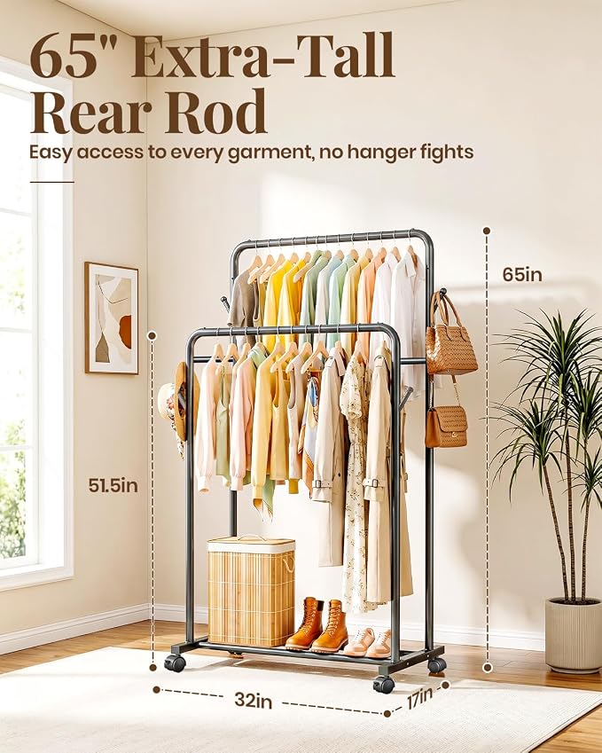 Delamu Clothes Rack Double Rods Clothing Racks - Image 2