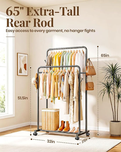 Delamu Clothes Rack Double Rods Clothing Racks - Image 2