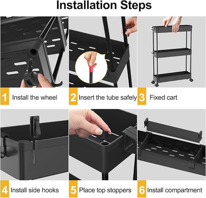 SPACELEAD Slim Storage Cart 4 Tier, Bathroom Organizer Rolling Utility - Image 5