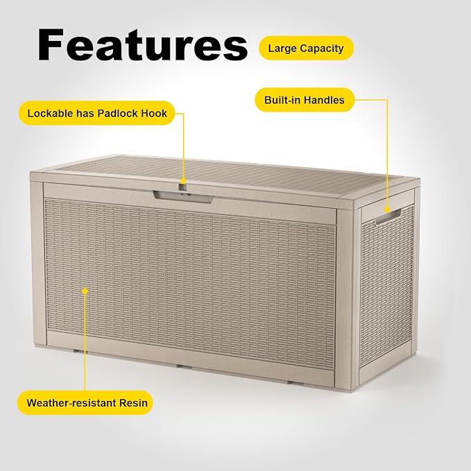 EasyUp 100 Gallon Deck Boxes Waterproof, Outdoor Large Storage Boxes - Image 5