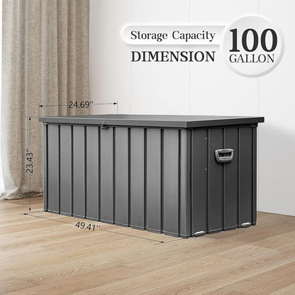 Domi 100 Gallon Deck Box, Metal Outdoor Storage Box - Image 2