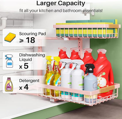 Kitstorack Under Sink Organizer, 2 Tier Under the Sink Storage, Slide out Pull - Image 5