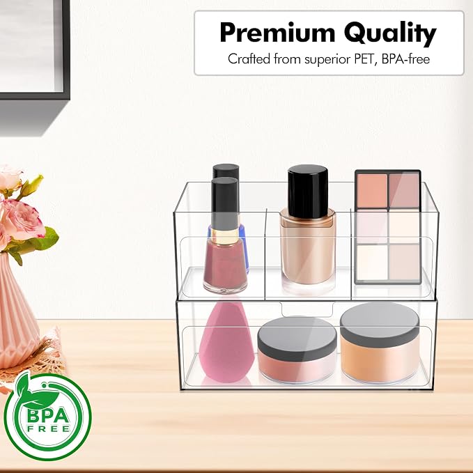 Poeland 2 Pack Makeup Organizer, Stackable Storage Organizer - Image 6