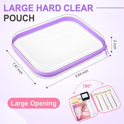 Sanwuta 6 Pcs Clear Hard Zipper Case Hard Plastic Zipper Pouches Transparent - Image 2