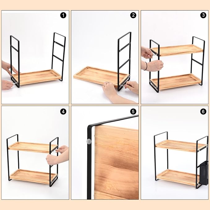 2-Tier Wood Bathroom Counter Organizer - Image 7