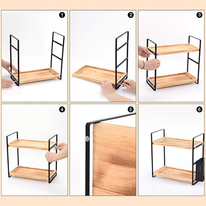 2-Tier Wood Bathroom Counter Organizer - Image 7