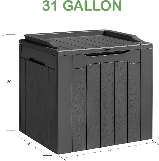 Homall 31 Gallon Resin Deck Box Waterproof Outdoor Storage Lockable Indoor - Image 2