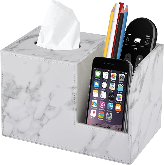 PU Leather Tissue Box Cover Square-Multifunctional Bathroom Tissue Box by XNONE