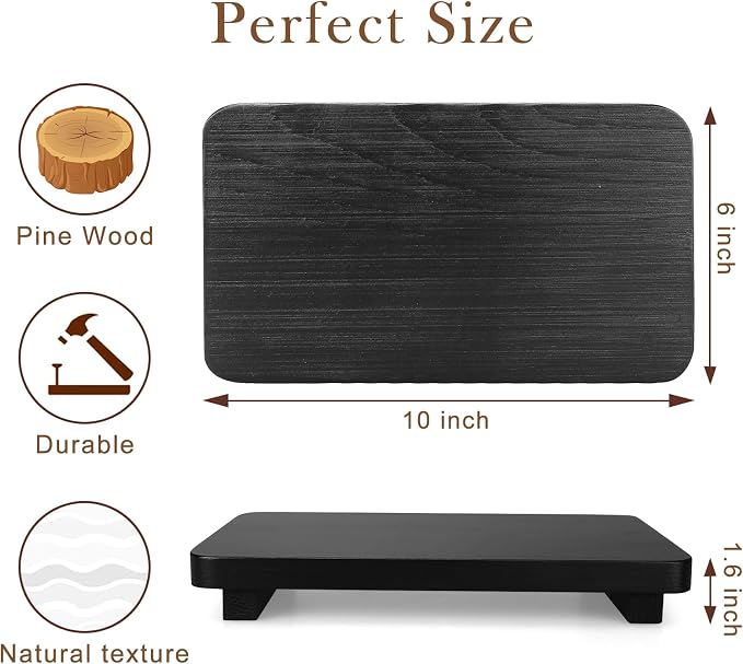 Black Bathroom Counter Organizer Wood Risers Display Pedestal Stand Farmhouse - Image 6