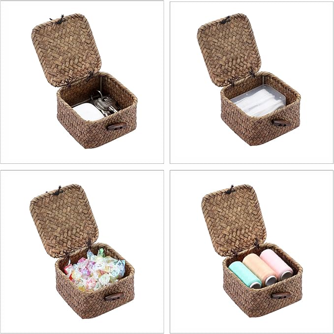Hipiwe Mini Seagrass Basket Wicker Shelf Baskets - Image 6