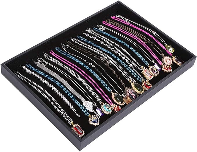 Black Velvet Stackable 20 Hooks Necklace Jewelry Tray Showcase Display by Pimuza
