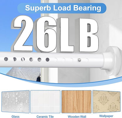 Long Tension Curtain Rod 40-148inch White Shower Curtain Rods no Drilling - Image 3
