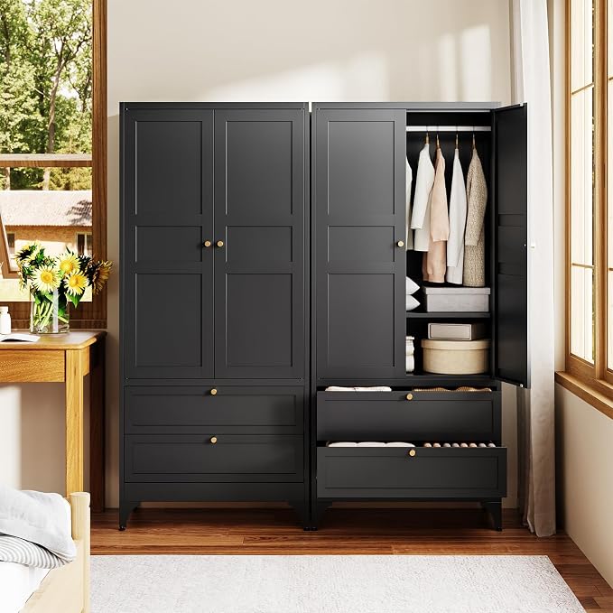 Letaya Metal Armoire Wardrobe Closet - Image 9