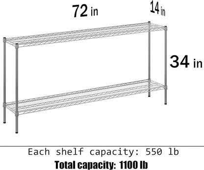 14" Deep x 72" Wide x 34" Height Wire Shelving Kit | 2-Tier | NSF Commercial - Image 3