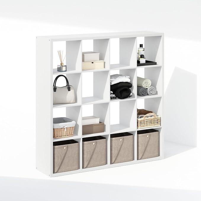 Furinno Cubic Extra Thick 16-Cube Closet Organizers and Storage, Open Shelf - Image 5