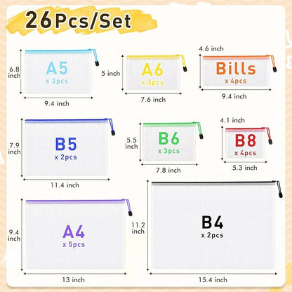26pcs Mesh Zipper Pouch Bags, 8 Sizes Plastic Zippered Storage Bags - Image 2