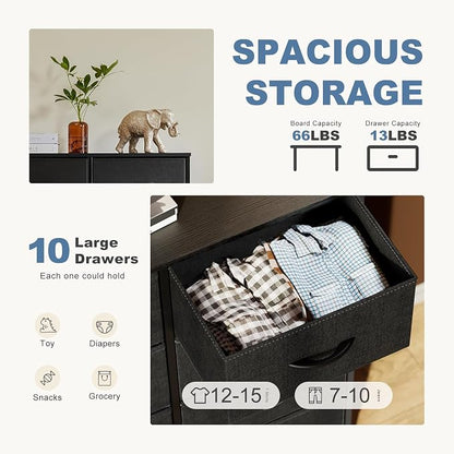 DUMOS 10 Drawer Dresser for Bedroom, Storage Organizer Chest of Drawers | Wide - Image 4