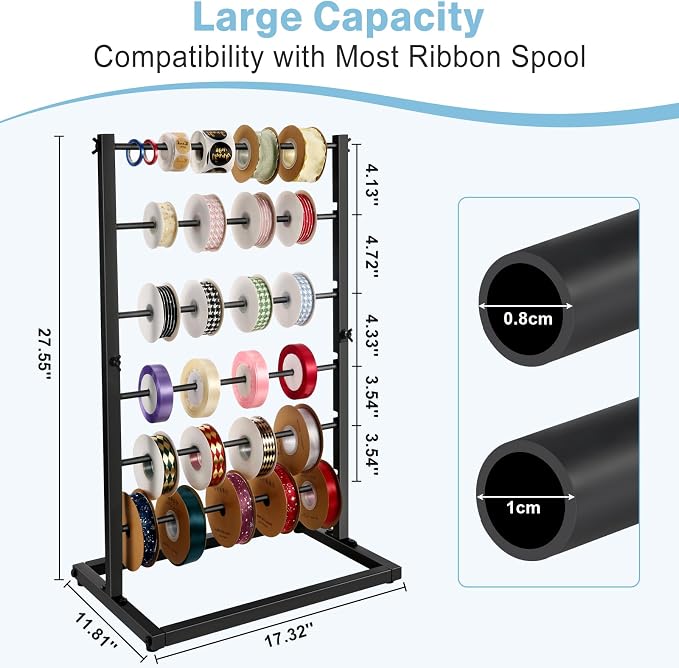 Aulin 6 Tier Large Capacity Ribbon Storage Organizer Rack - Image 2