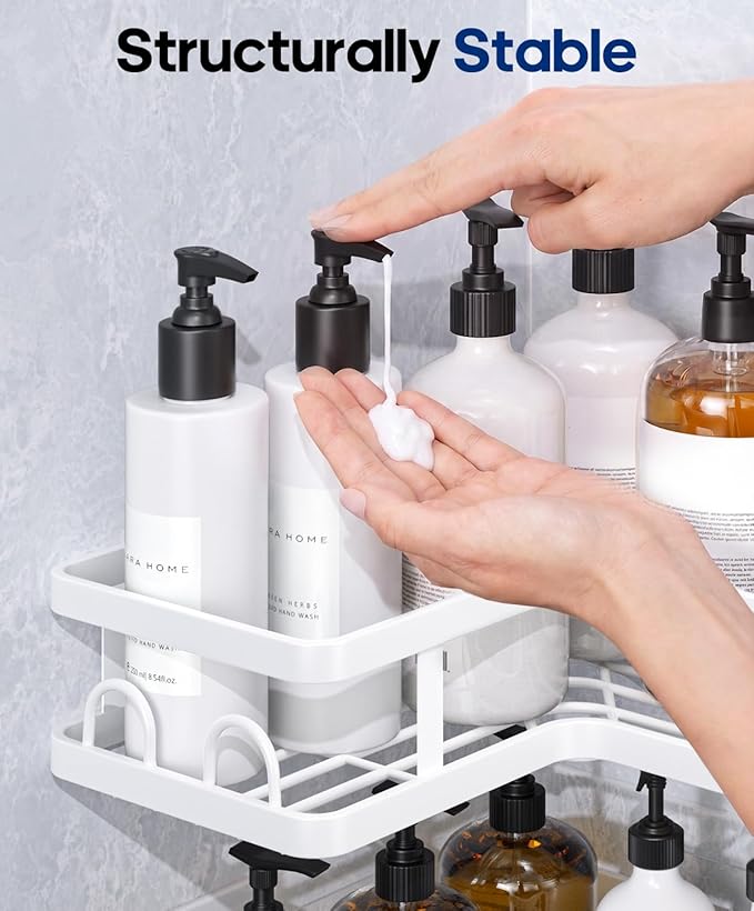 3 Pack Corner Shower Caddy Organizer, Rustproof Corner Shower Shelves, No - Image 6