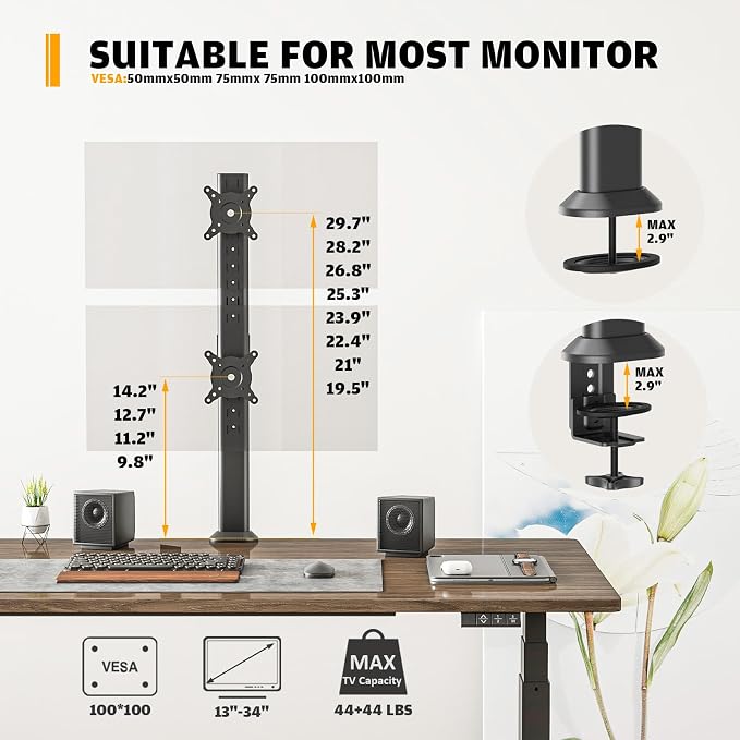 HEMUDU Dual Monitor Articulating Desk Mount Arm Stand - Image 6