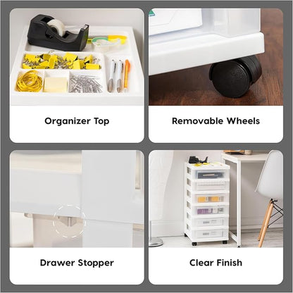 IRIS USA Plastic Drawer Storage Organizer Rolling Cart, - Image 5