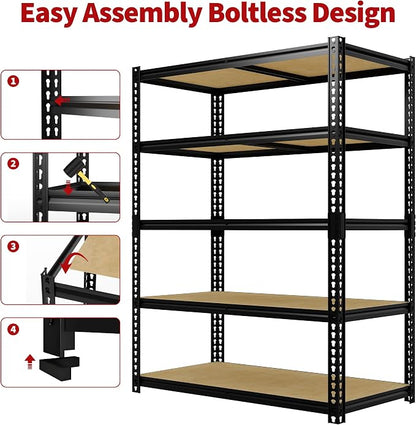 Heavy Duty Garage Storage Shelves, 3000 Lbs Capacity, 5-Tier Adjustable Storage - Image 7