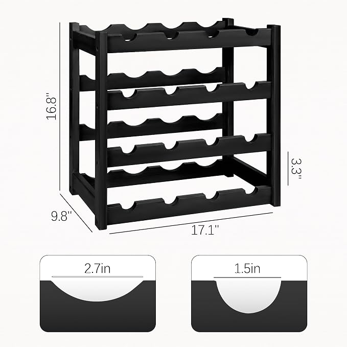 VASMIA Wine Rack, 4-Tier Bamboo Wine Racks Countertop, Sturdy and Durable Wine - Image 6