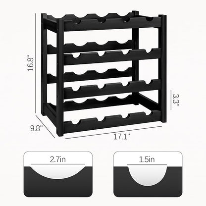 VASMIA Wine Rack, 4-Tier Bamboo Wine Racks Countertop, Sturdy and Durable Wine - Image 6