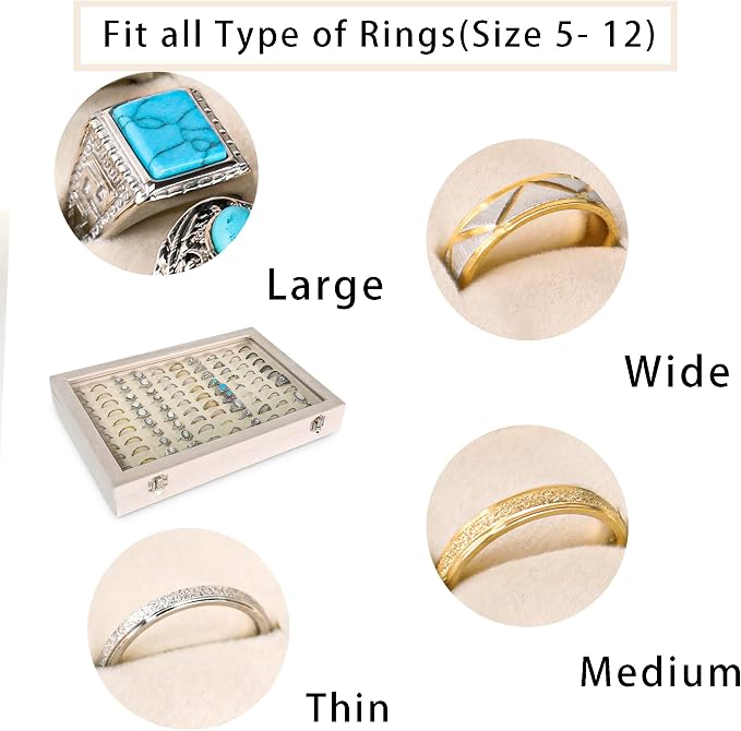 Frebeauty Ring Organizer Tray 100 Slots Ring Holder - Image 4