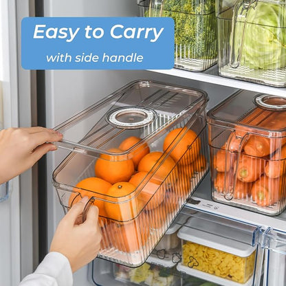 2 Pack Clear Refrigerator Organizers and Storage, Plastic Fridge Organizer Bins - Image 3