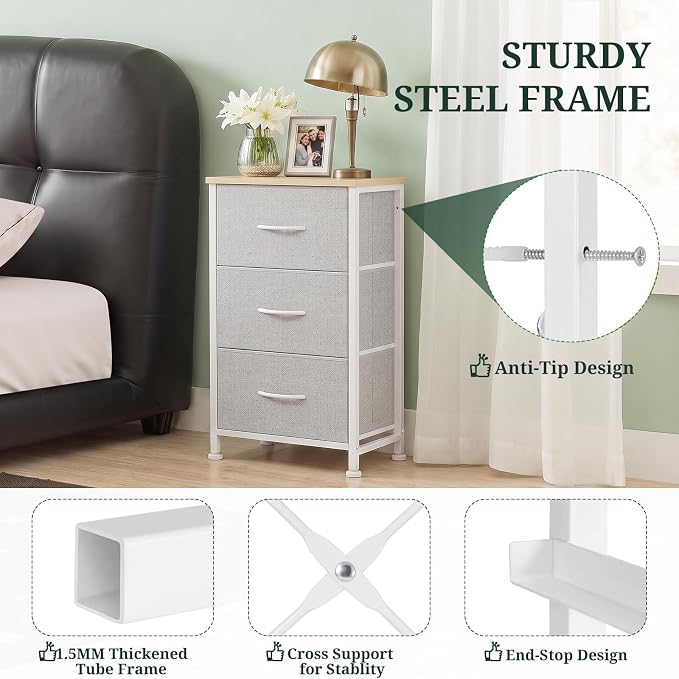 3 Drawers Dresser for Bedroom Fabric Storage Tower - Image 4