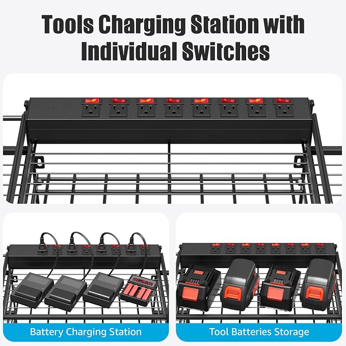 CCCEI Black Power Tool Organizer Wall Mount, Large Tools and Battery Storage - Image 2