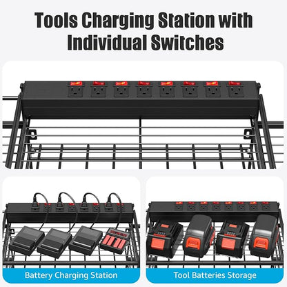 CCCEI Black Power Tool Organizer Wall Mount, Large Tools and Battery Storage - Image 2