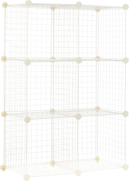 Amazon Basics 6 Cube Wire Grid Storage Organizer, Stackable Storage Cubes by AmazonBasics