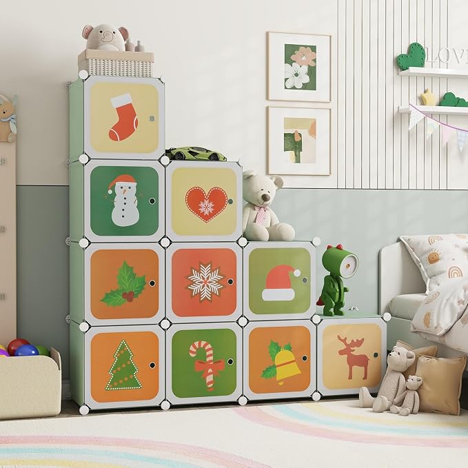 HONEY JOY Kids Wardrobe Closet, Baby Cartoon Clothes Storage Organizer - Image 9