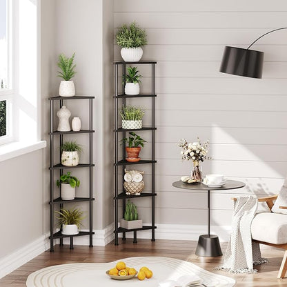 HOOBRO Corner Shelf Stand, Industrial 6-Tier Corner Bookshelf - Image 2