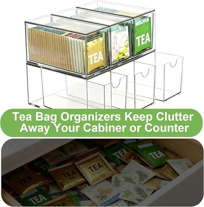 2 Pack Stackable Tea Bag Storage Organizer Drawers – Clear Acrylic Tea Bag - Image 6