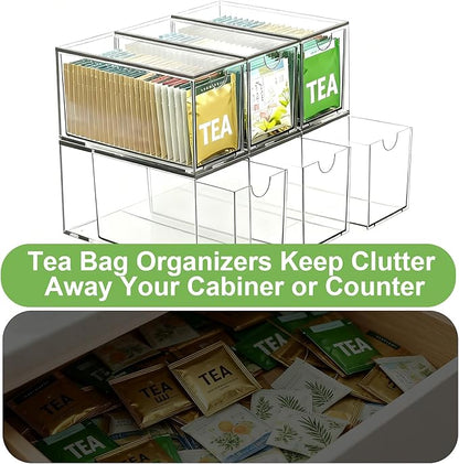 6 Pack Stackable Tea Bag Organizer Drawers – Clear Acrylic Tea Bag Holder - Image 6