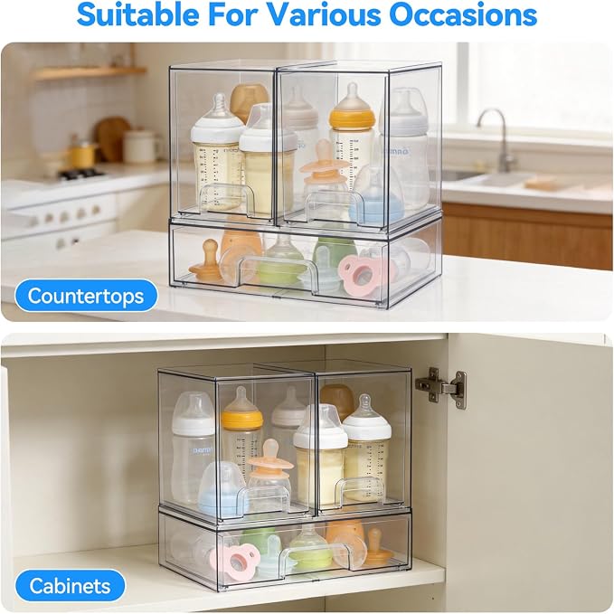 OTraki Baby Bottle Organizer 3 Pack Acrylic Storage Drawers - Image 8