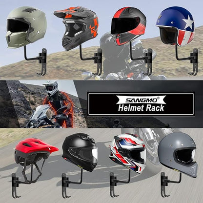 SANGMO 3 Pack 180° Motorcycle Helmet Rack, Rotation Metal Helmet Holder Wall - Image 3