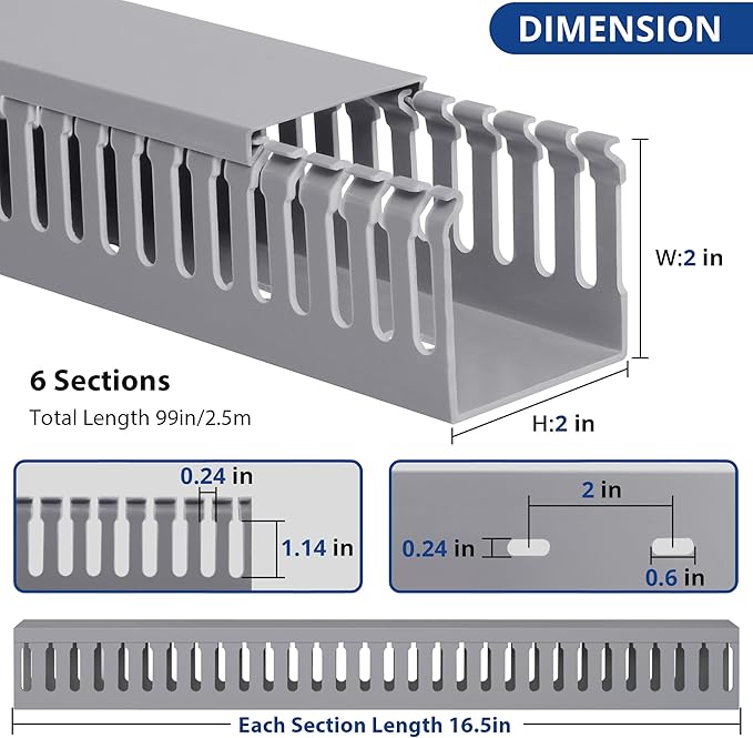 ZhiYo 99in Professional Server Rack Cable Management Raceway, H2in x W2in Cable - Image 2